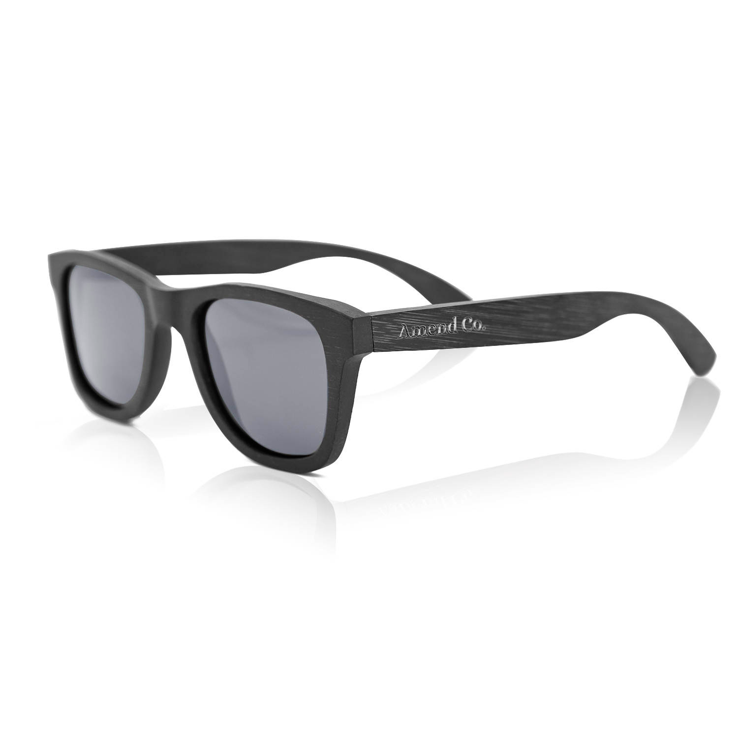 Amend Co. black bamboo sunglasses, unisex, UV400