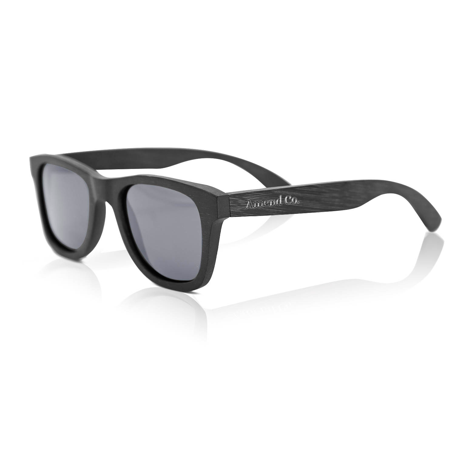 Amend Co. black bamboo sunglasses, unisex, UV400