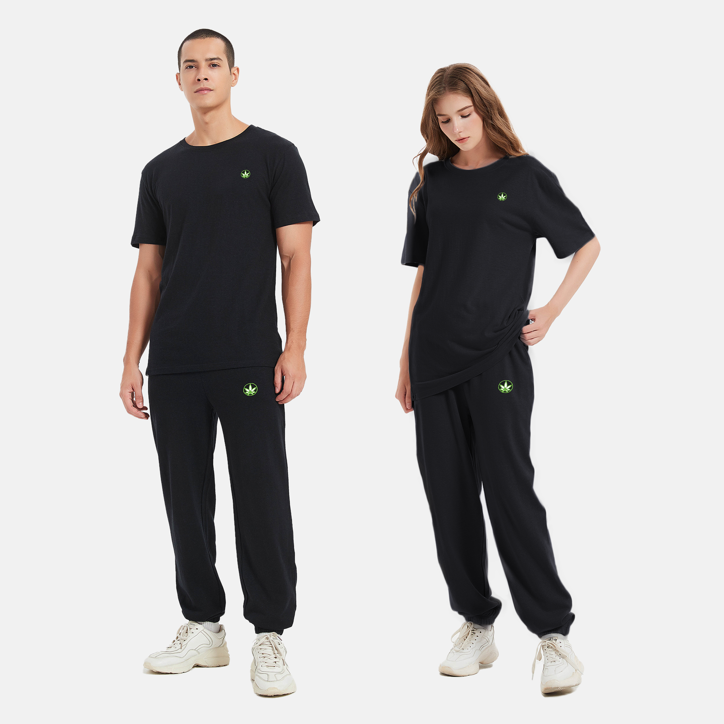 Unisex Amend Co. black logo sweatpants, eco-friendly, organic cotton and organic hemp fabric