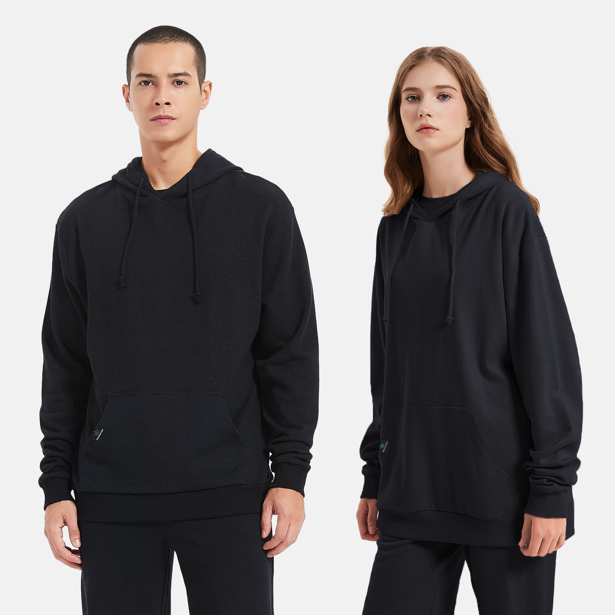 Black sustainable hoodie, Eco-friendly fashion for conscious consumers. Mens and Womens