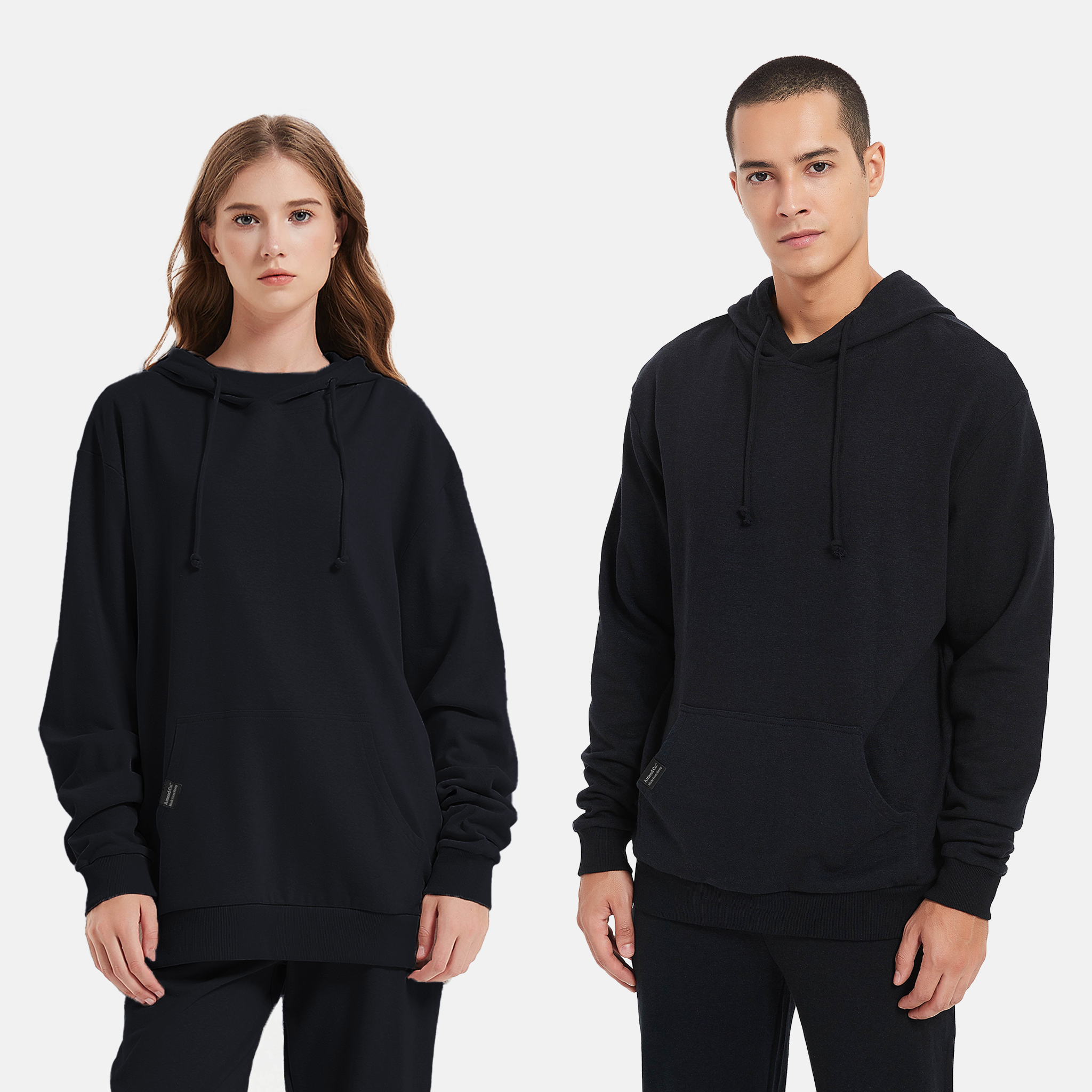 Ethically made black hoodie, sustainable fashion choice, Mens and Womens