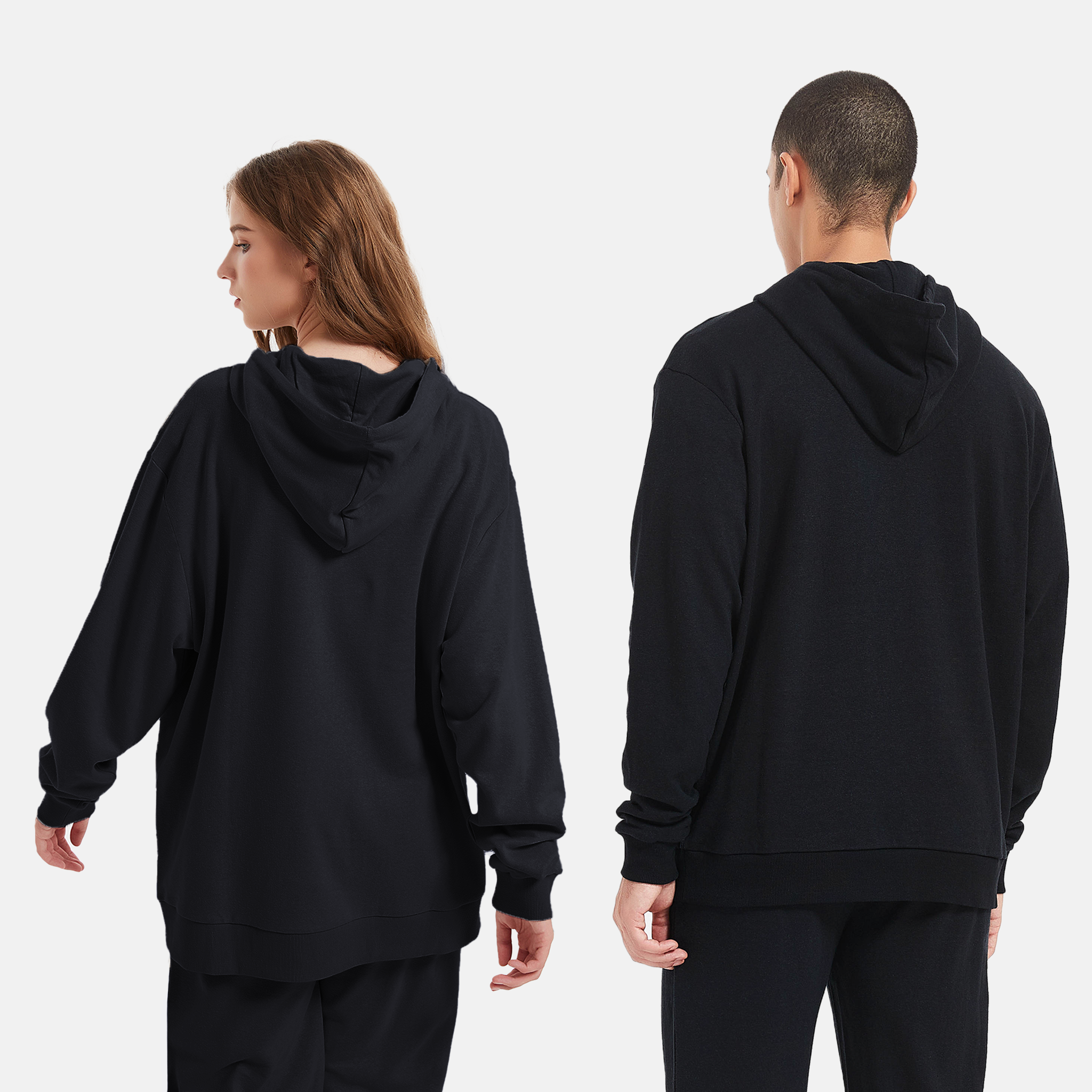 Eco-friendly black hoodie, stylish and sustainable clothing, Unisex