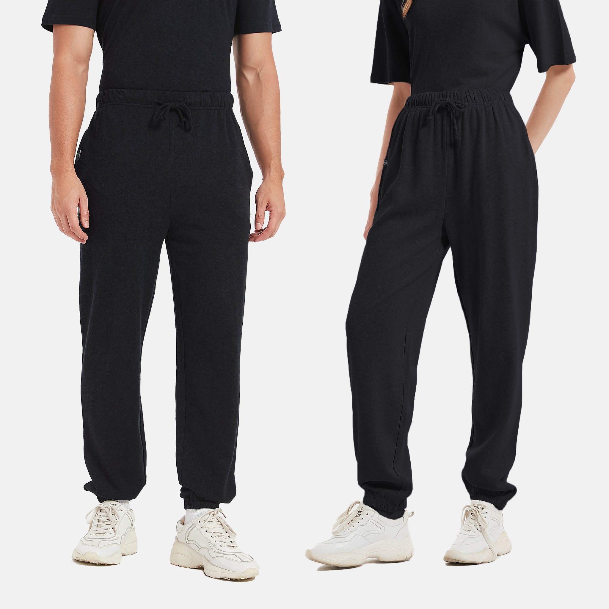 Organic Cotton Black Sweatpants, Eco-Friendly, Sustainable, and Comfortable Lounge Wear for Men and Women