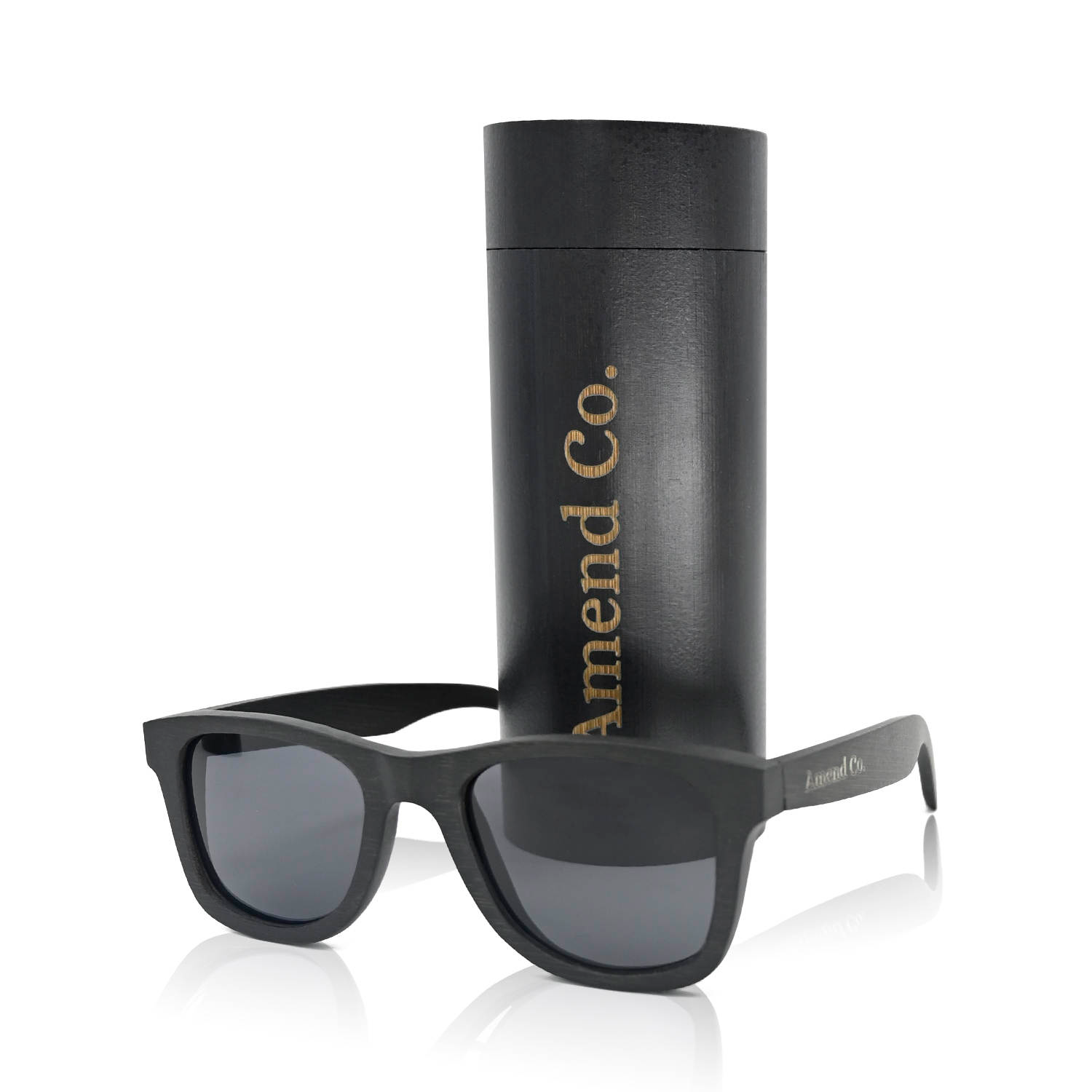 Bamboo sunglasses with polarized lenses and bamboo case, unisex