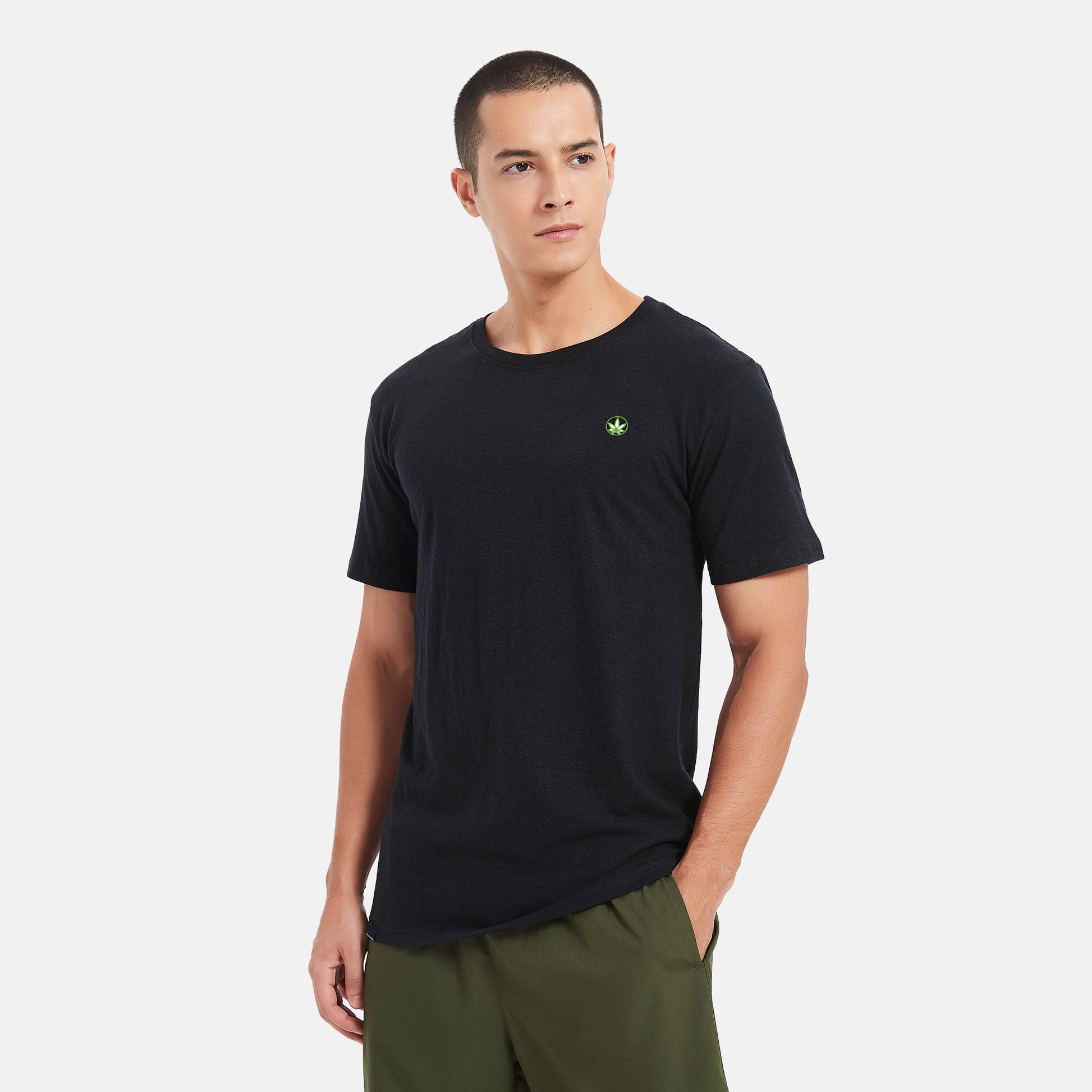 Eco-friendly fashion forward, this Amend Co. black logo T-shirt showcases a sustainable design, featuring organic cotton and organic hemp fabric for a more environmentally conscious wardrobe staple