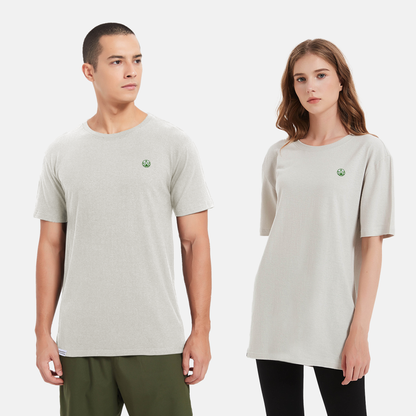 Eco-conscious elegance, the Amend Co. gray logo T-shirt embodies sustainable fashion, crafted from organic cotton for a greener wardrobe choice