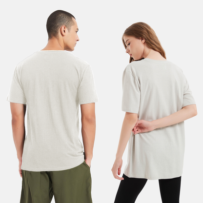 Eco-friendly versatility, this gray logo tee seamlessly combines fashion with sustainability, unisex