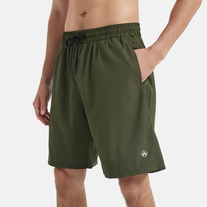 Amend Co. sustainable green shorts, activewear, yoga, workout, mens