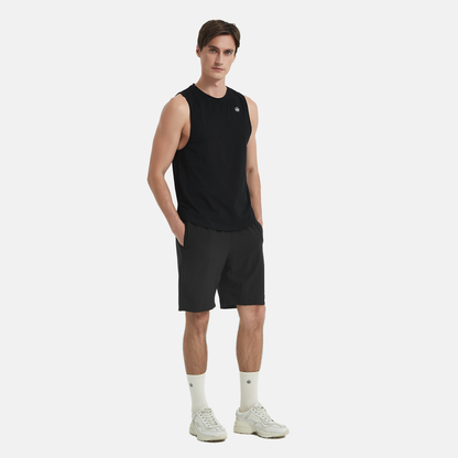 Amend Co. sustainable black shorts, yoga, active, workout, mens