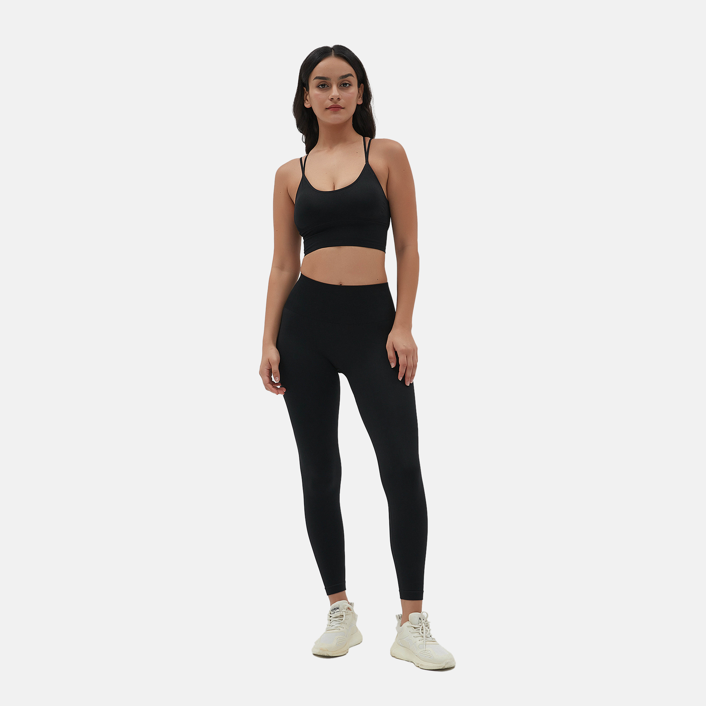 Amend Co. light support padded black sports bra, workout, performance, yoga, sustainable, comfort, casual wear, womens