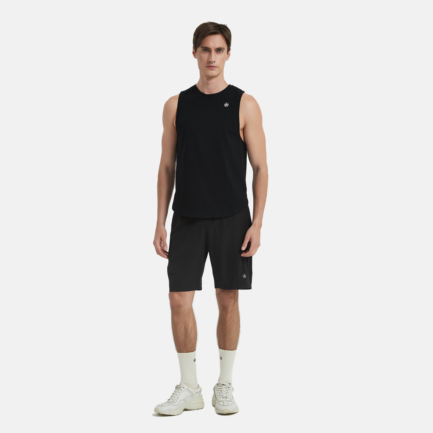 Amend Co. eco-friendly black tank top, activewear, workout, performance, yoga, mens