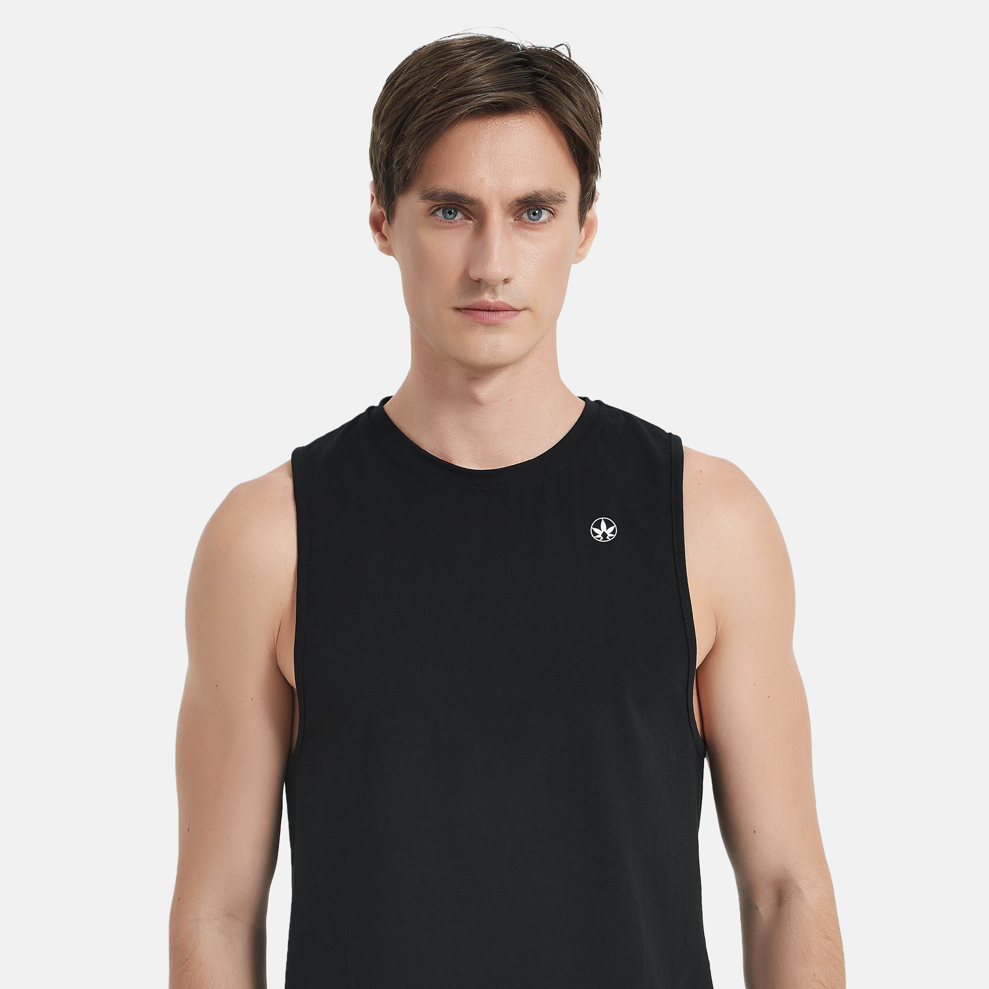 Amend Co. sustainable black tank, activewear, workout, performance, yoga, mens