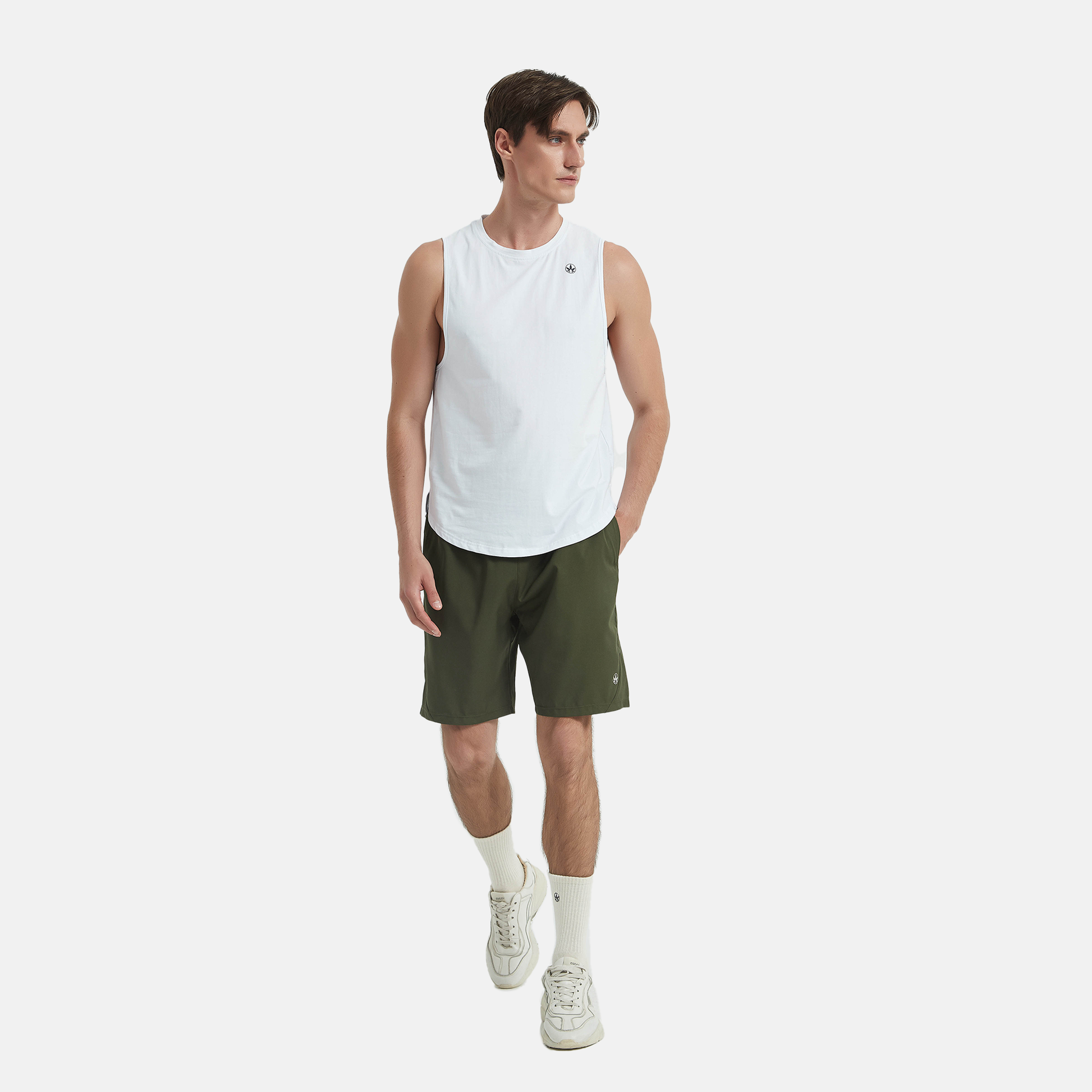 Amend Co.  green shorts, active, recycled materials, yoga, workout, mens