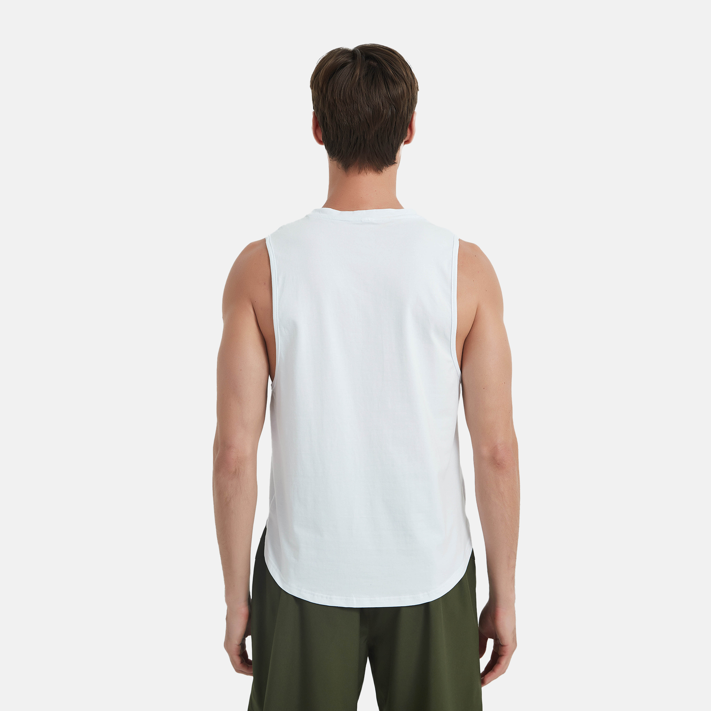 Amend Co. sustainable white tank top, activewear, workout, performance, comfort, yoga, mens