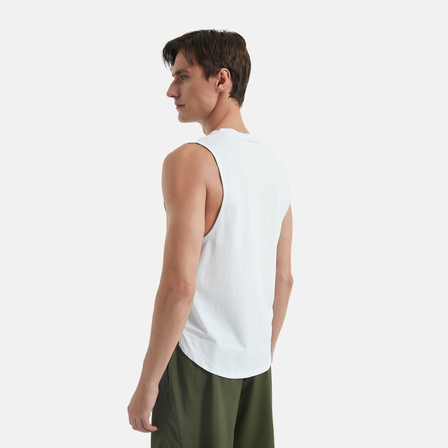 Amend Co. sustainable white tank top, activewear, workout, performance, yoga, luxury, mens